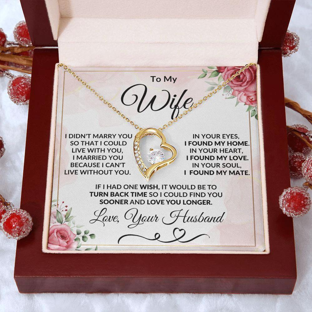 To My Wife - Love You Longer - Forever Love Heart Pendant Necklace