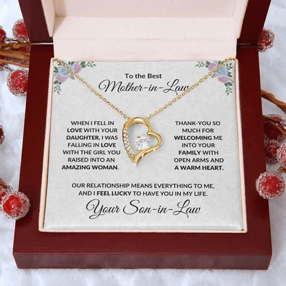 Mother-in-law Gift from Son-in-law Forever Love Heart Pendant Necklace - Mallard Moon Gift Shop