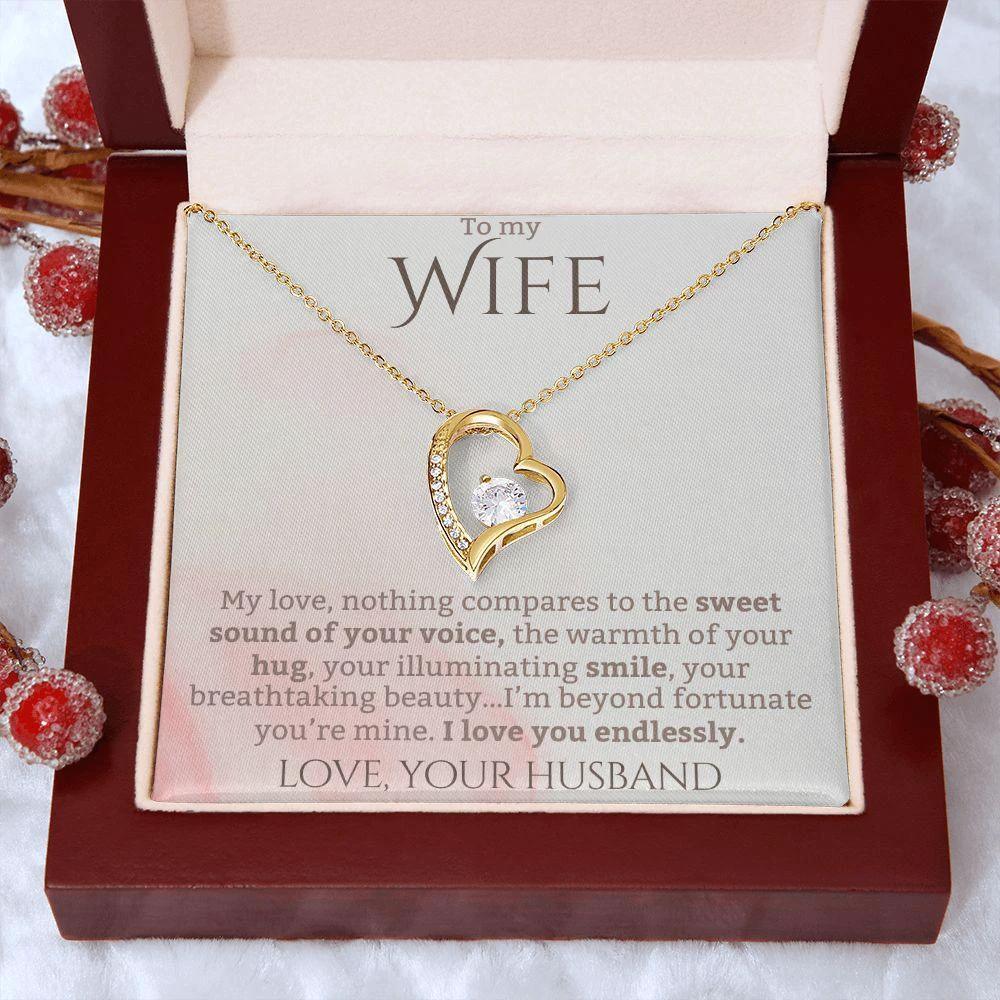 To My Wife - I Love You Endlessly - Forever Love Heart Pendant Necklace