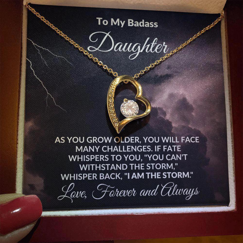 To My Badass Daughter - Storm - Forever Love Heart Pendant Necklace