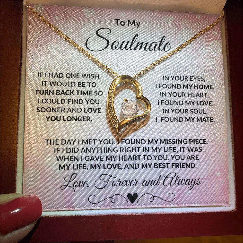 To My Soulmate - I Found My Missing Piece - Forever Love Heart Pendant Necklace
