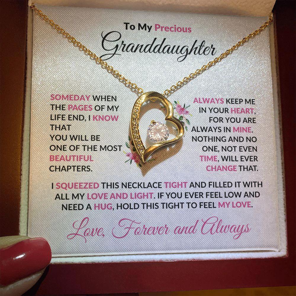 To My Precious Granddaughter Forever Love Heart Pendant Necklace