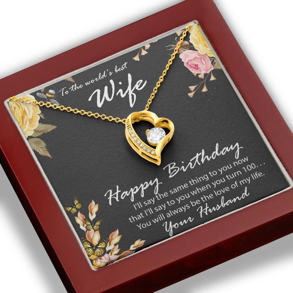 Birthday Gift to World's Best Wife Heart Pendant Necklace