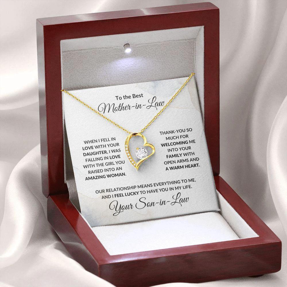 To Best Mother-in-Law from Son-in-Law Personalized Heart Necklace