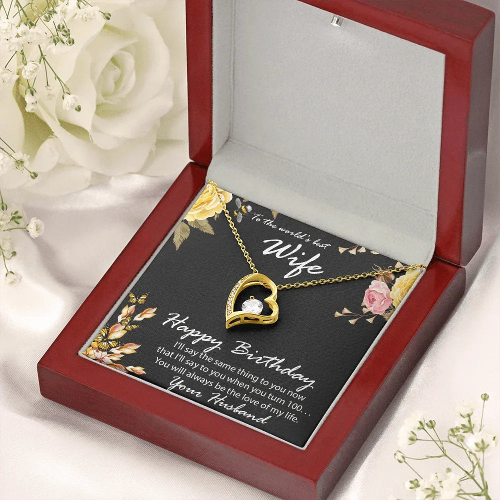 Wife Birthday Gift CZ Heart Pendant Necklace