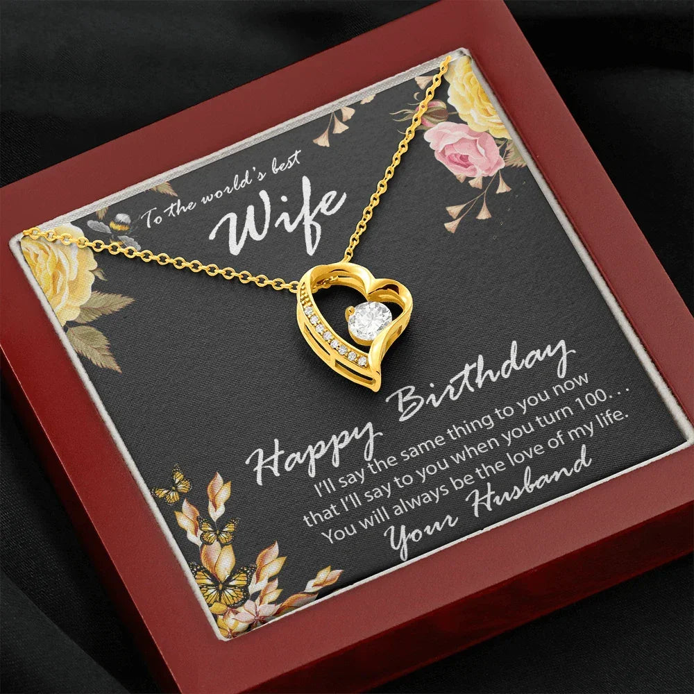 Wife Birthday Gift CZ Heart Pendant Necklace