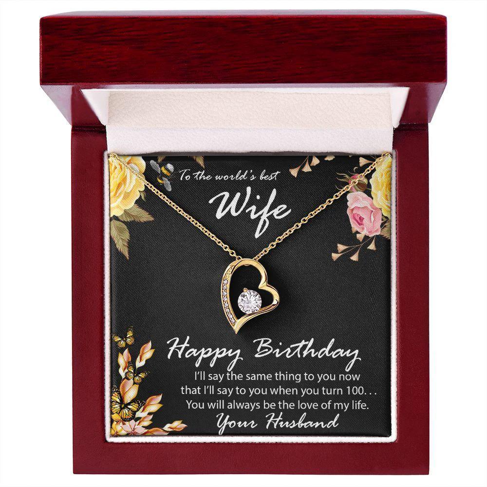 Birthday Gift for Wife CZ Heart Pendant Necklace with Message Card