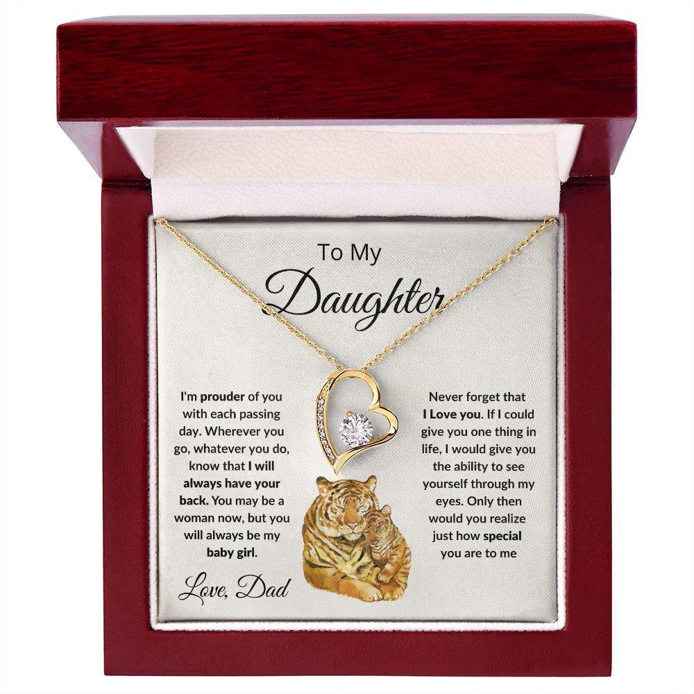 To My Daughter Love Proud Dad Heart Pendant Necklace