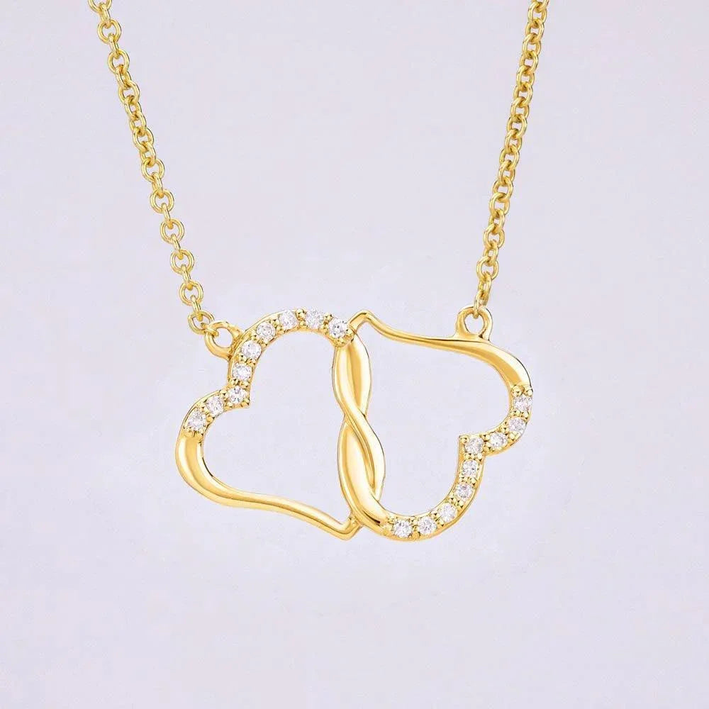 Gift for Mother-in-Law from Daughter-in-Law Gold Heart Pendant Necklace with Real Diamonds Custom Message Card
