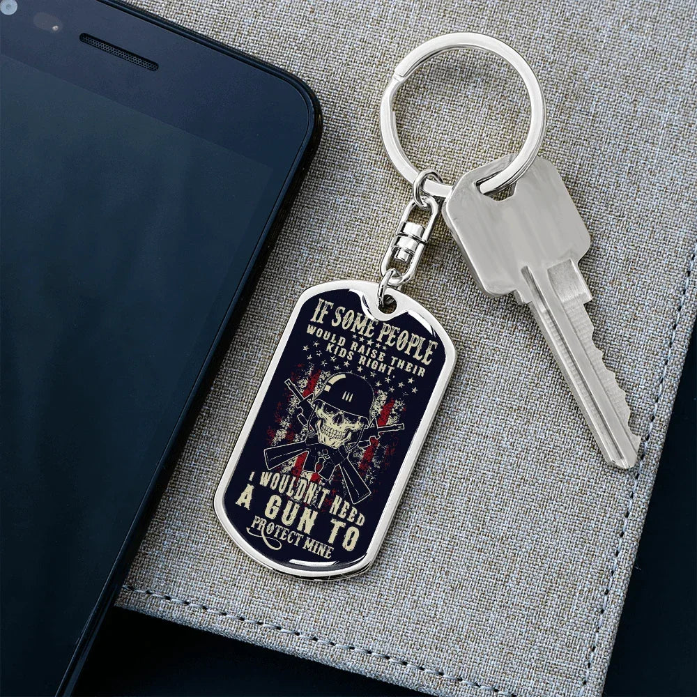 Graphic Patriotic Keychain - Protect the Kids