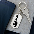Papa Bear with Two Cubs Personalized Engraved Dog Tag Keychain