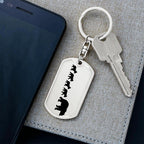 Papa Bear with Four Cubs Personalized Engraved Dog Tag Keychain