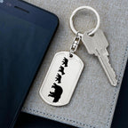 Papa Bear with Three Cubs Personalized Engraved Dog Tag Keychain
