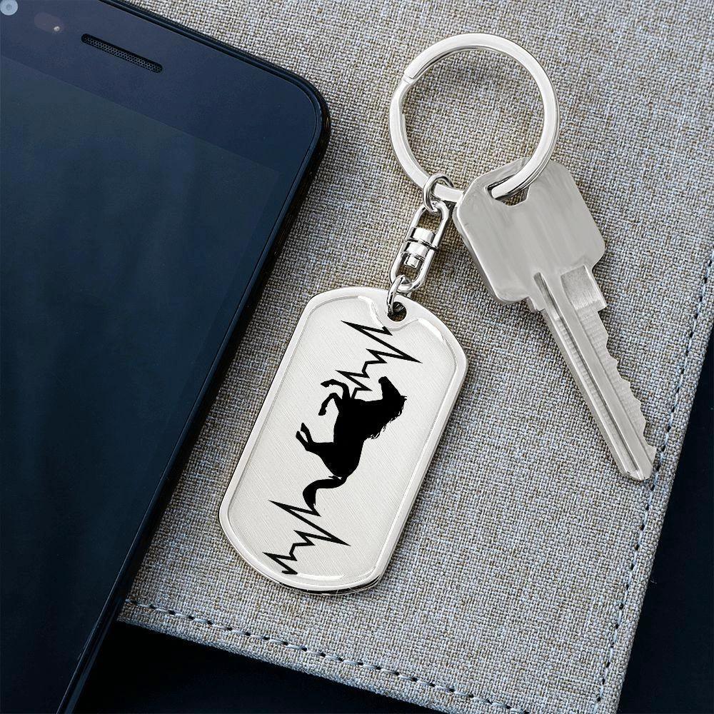 Horse Heartbeat Personalized Engraved Dog Tag Keychain