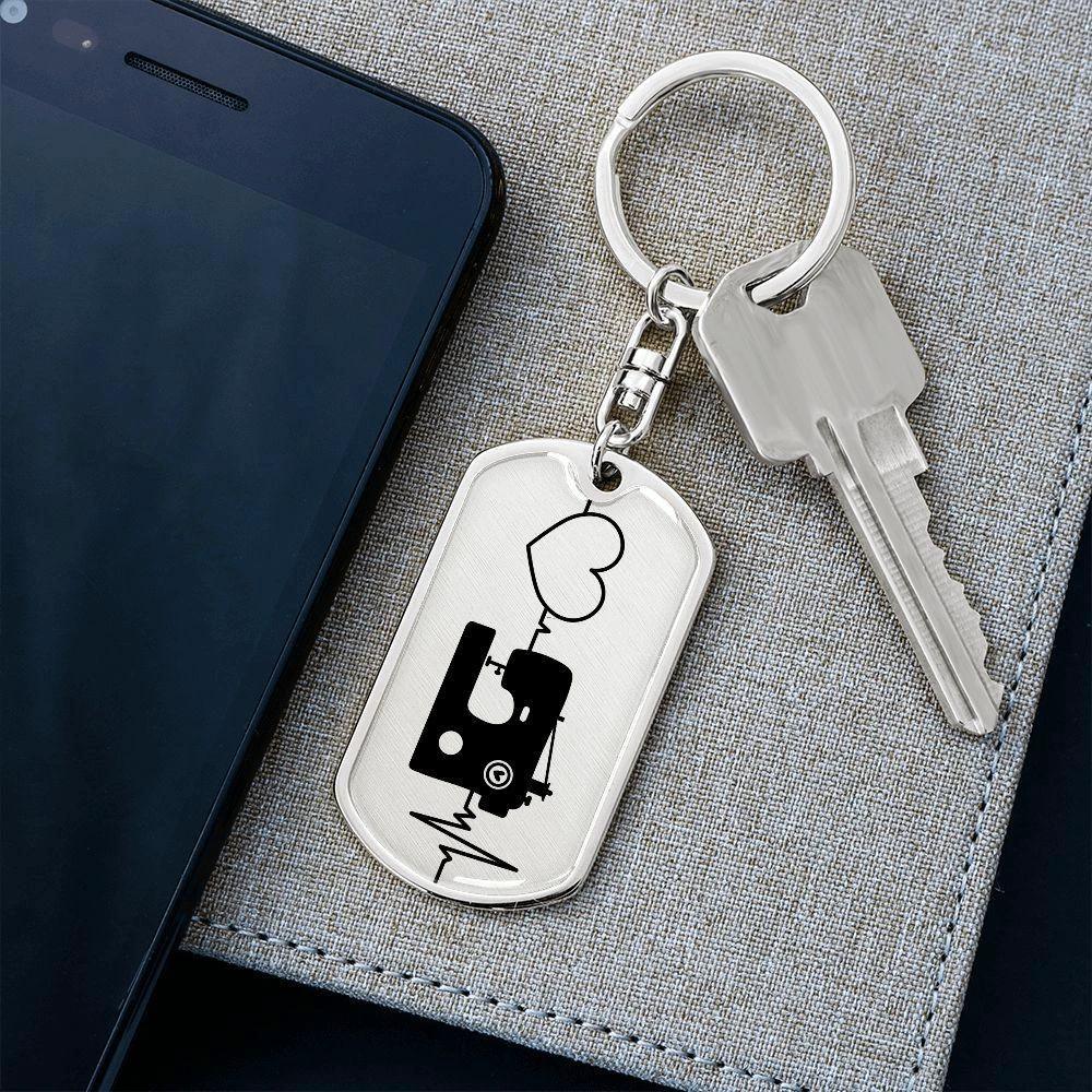 Quilter's Delight: Unique Personalized Dog Tag Keychain Celebrating the Love for Sewing