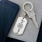 Firefighter Dad Heartbeat Dog Tag Keychain – Personalized Gift for Firefighter Fathers | Durable Steel with Optional Engraving