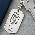 Sewing Quilting Love Personalized Engraved Dog Tag Keychain