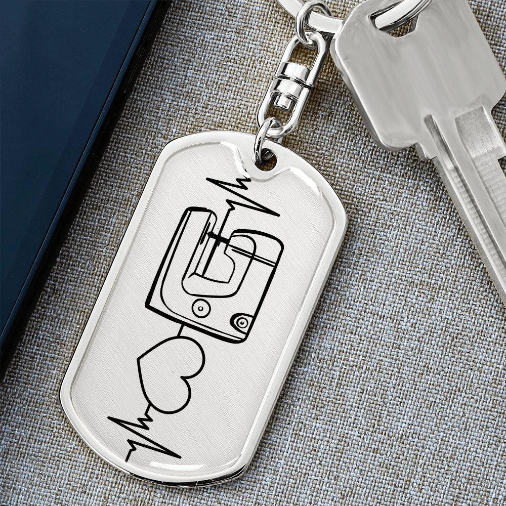 Sewing Quilting Love Personalized Engraved Dog Tag Keychain