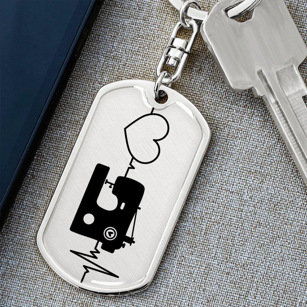 Quilter's Delight: Unique Personalized Dog Tag Keychain Celebrating the Love for Sewing