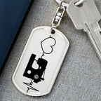 Quilter's Delight: Unique Personalized Dog Tag Keychain Celebrating the Love for Sewing