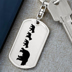Papa Bear with Three Cubs Personalized Engraved Dog Tag Keychain