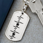 Football Heartbeat Personalized Engraved Dog Tag Keychain