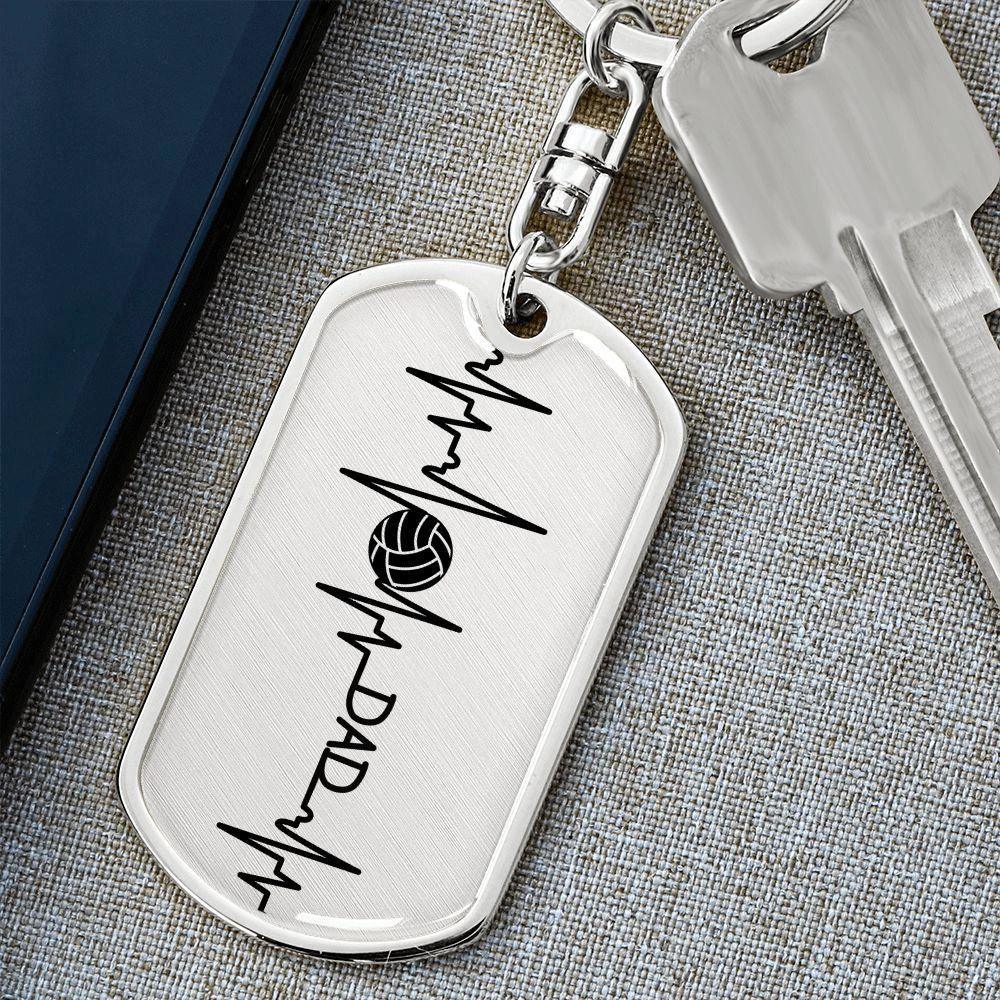 Volleyball Dad Personalized Engraved Dog Tag Keychain