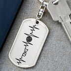 Volleyball Dad Personalized Engraved Dog Tag Keychain