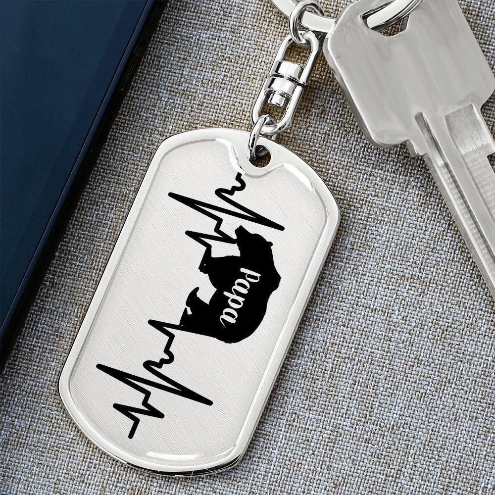 Papa Bear Personalized Engraved Dog Tag Keychain
