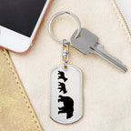 Papa Bear with Two Cubs Personalized Engraved Dog Tag Keychain