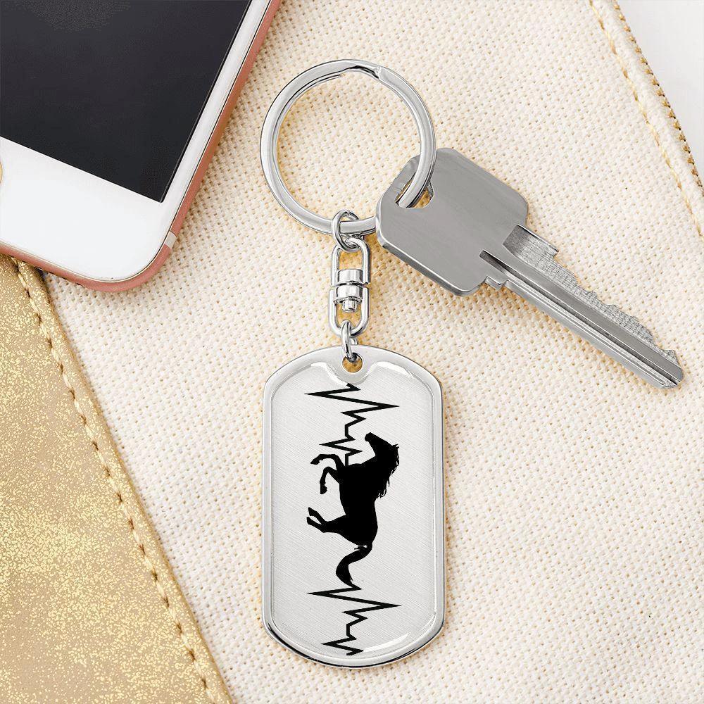 Horse Heartbeat Personalized Engraved Dog Tag Keychain