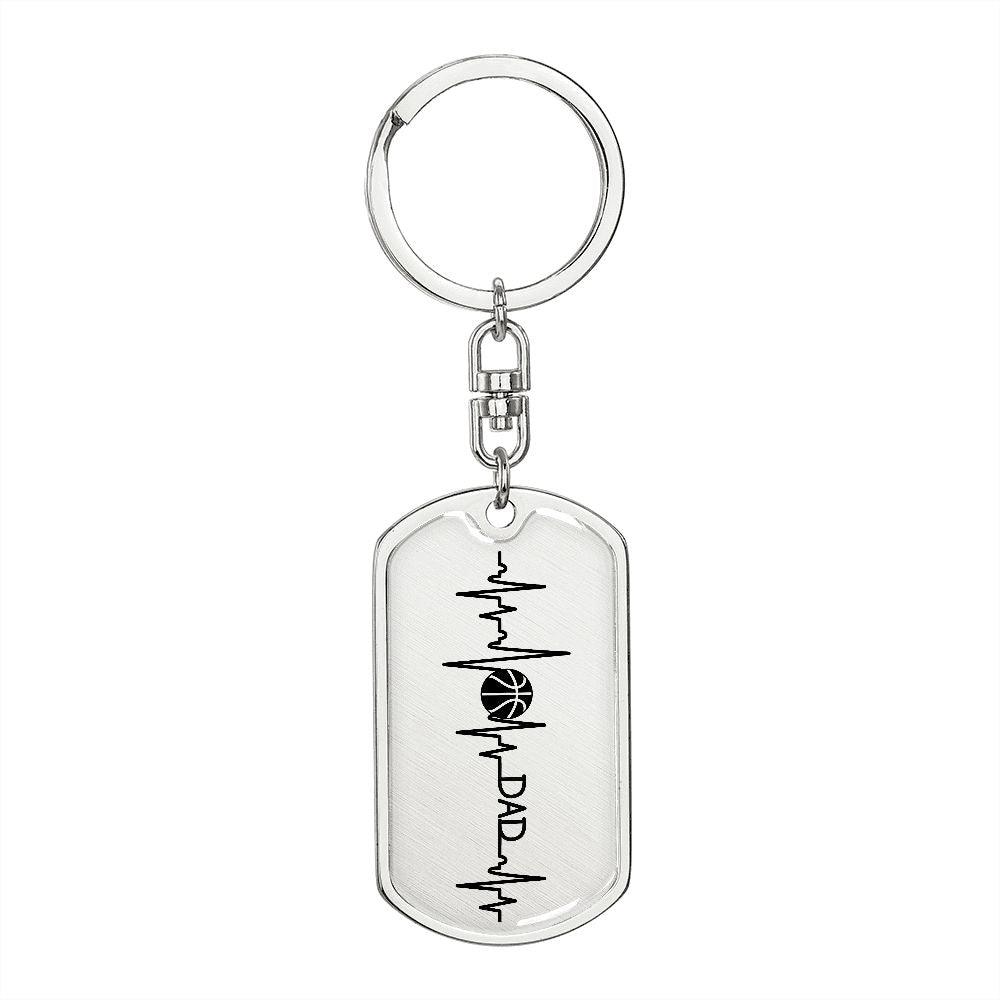 Gift for Dad Basketball Personalized Dog Tag Keychain - Mallard Moon Gift Shop