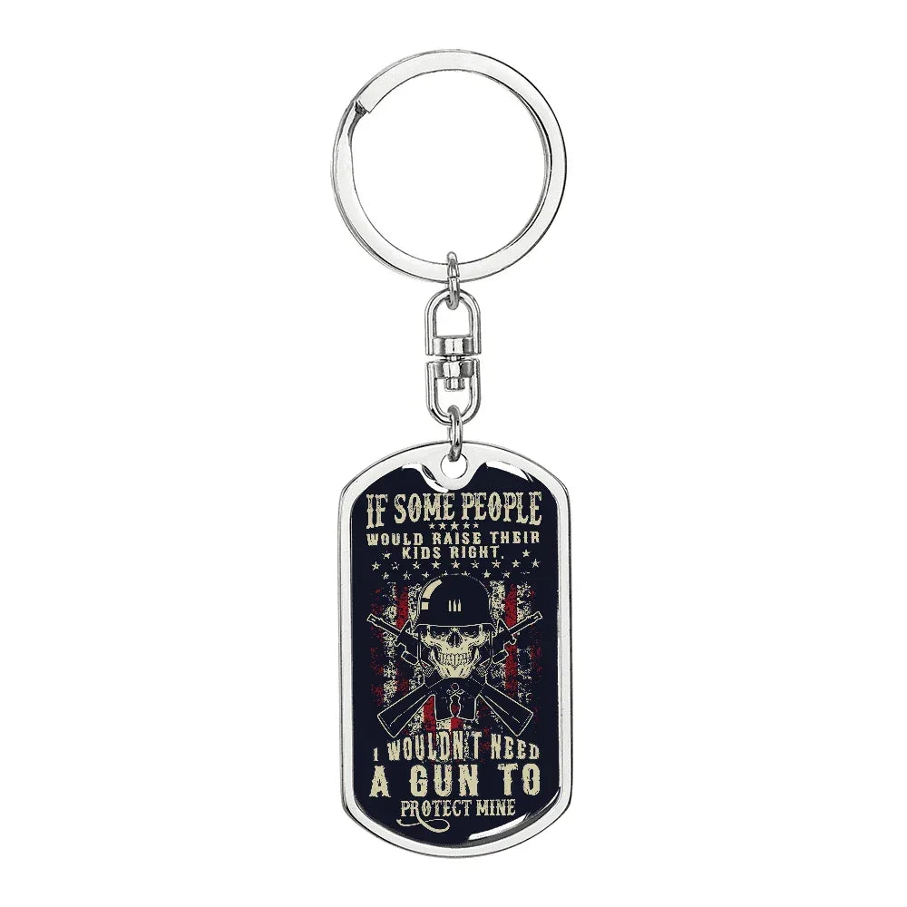 Graphic Patriotic Keychain - Protect the Kids