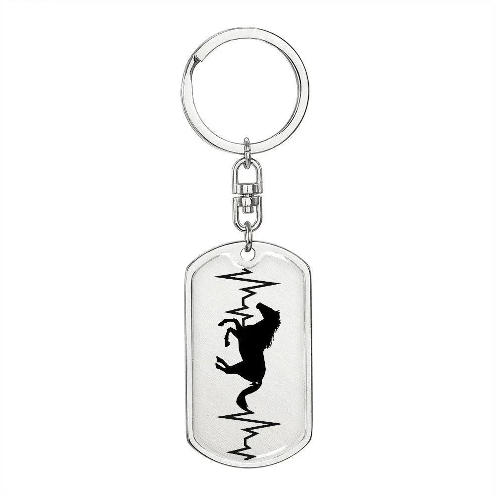 Horse Heartbeat Personalized Engraved Dog Tag Keychain