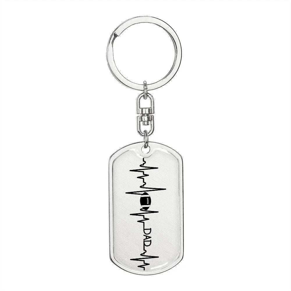 Football Dad Personalized Engraved Dog Tag Keychain