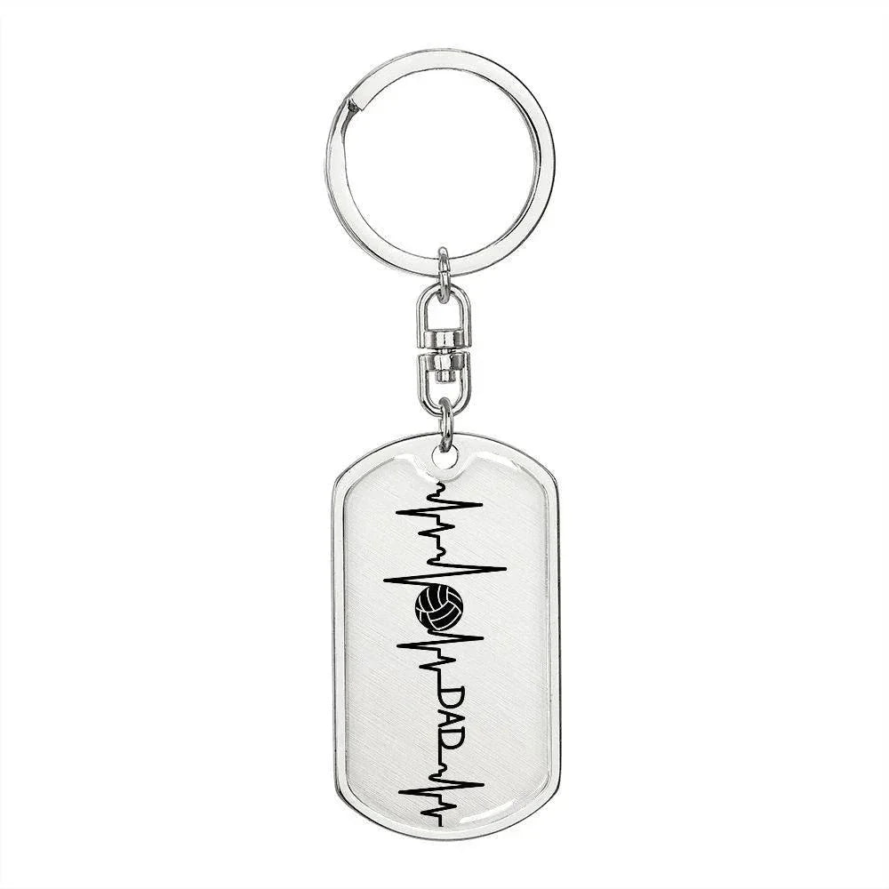 Volleyball Dad Personalized Engraved Dog Tag Keychain