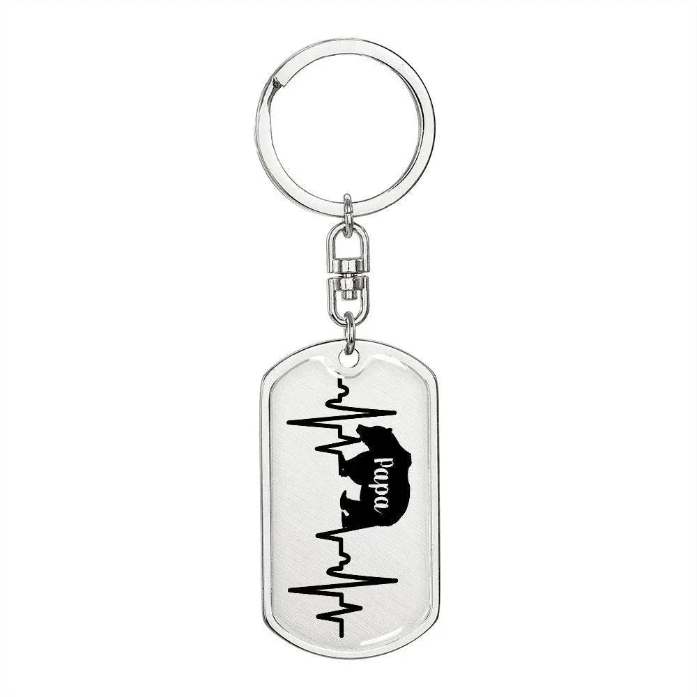 Papa Bear Personalized Engraved Dog Tag Keychain