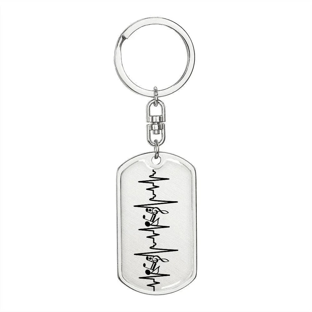 Music Notes Personalized Engraved Dog Tag Keychain