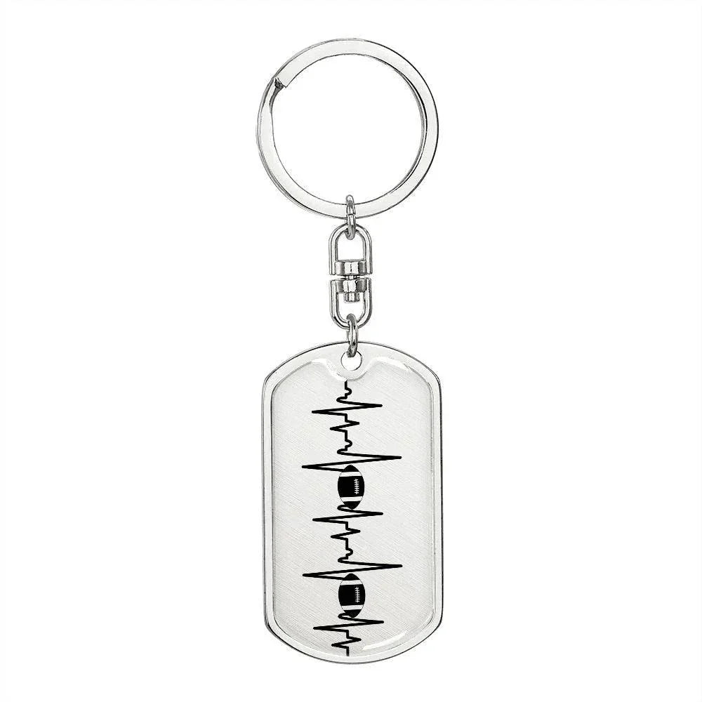 Football Heartbeat Personalized Engraved Dog Tag Keychain