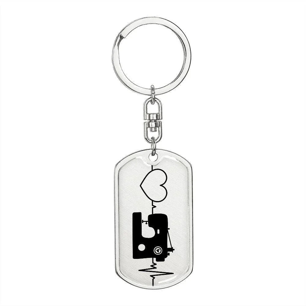 Quilter's Delight: Unique Personalized Dog Tag Keychain Celebrating the Love for Sewing