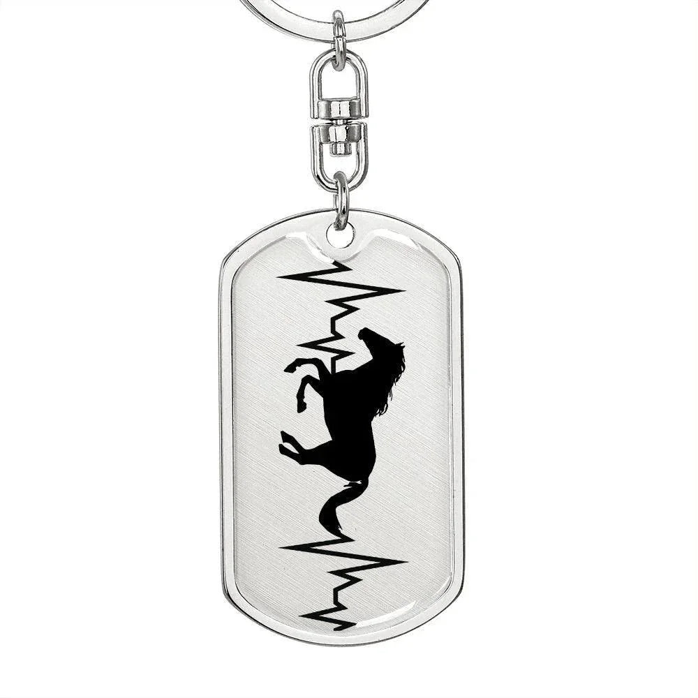 Horse Heartbeat Personalized Engraved Dog Tag Keychain