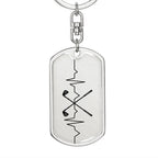 Golf Clubs Heartbeat Personalized Engraved Dog Tag Keychain