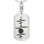 Volleyball Heartbeat Personalized Engraved Dog Tag Keychain