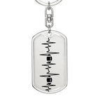 Football Heartbeat Personalized Engraved Dog Tag Keychain