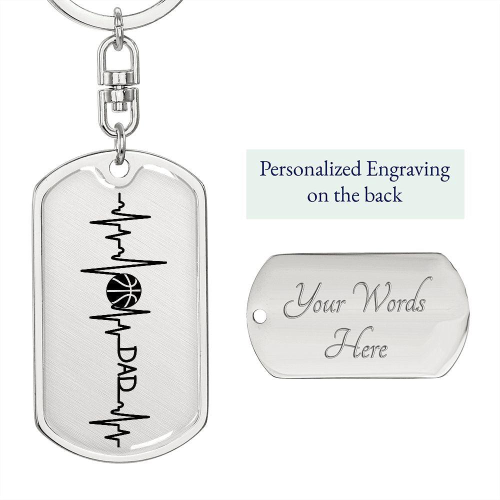 Gift for Dad Basketball Personalized Dog Tag Keychain - Mallard Moon Gift Shop