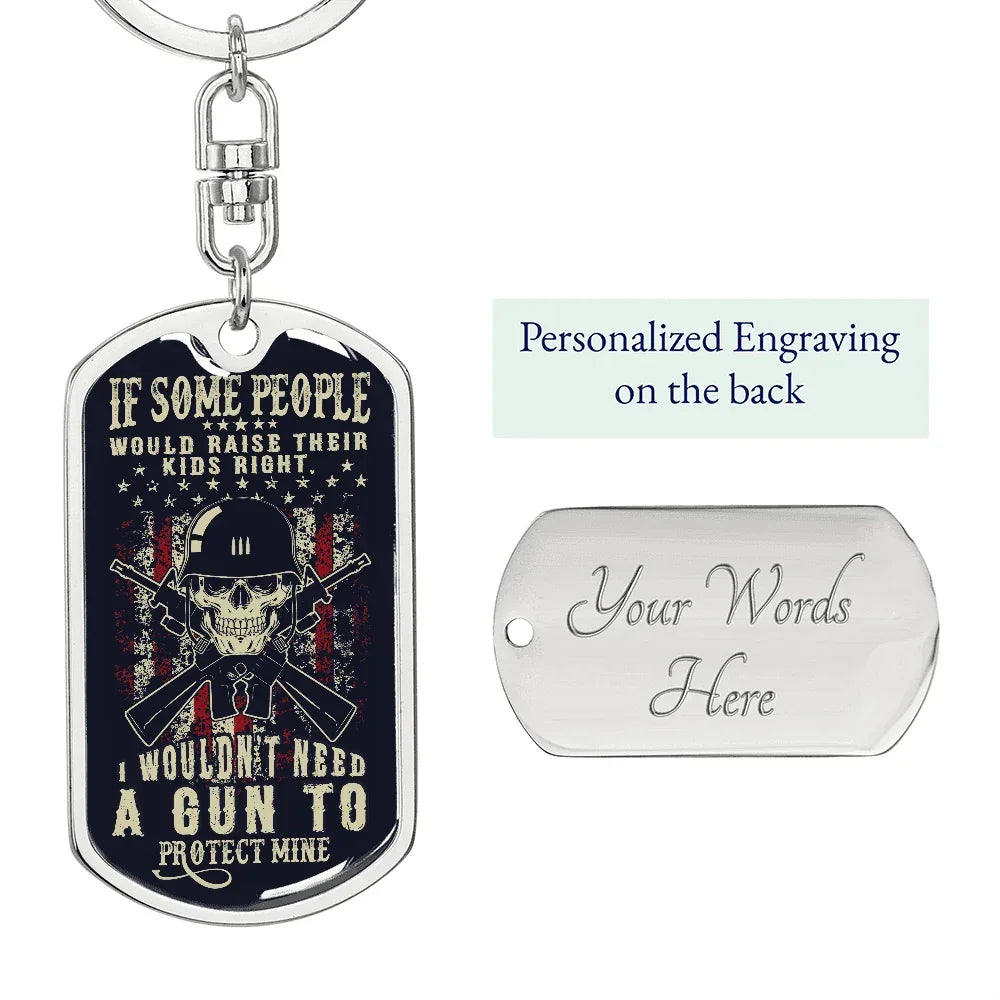 Graphic Patriotic Keychain - Protect the Kids