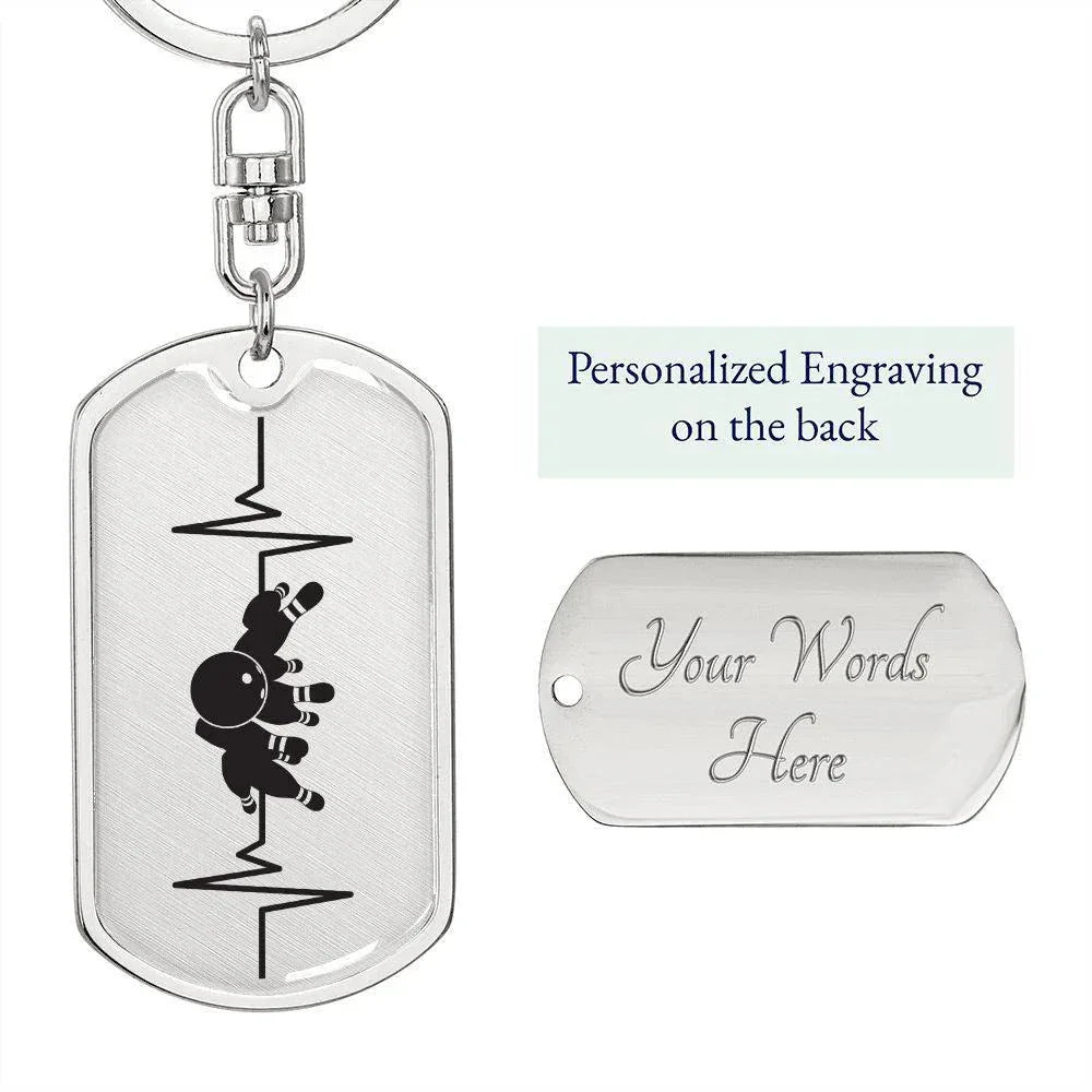 Bowling Personalized Engraved Dog Tag Keychain