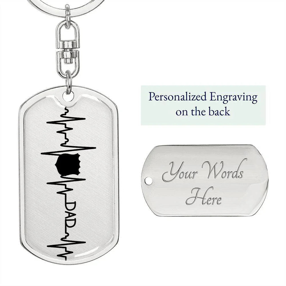 Police Dad Personalized Engraved Dog Tag Keychain