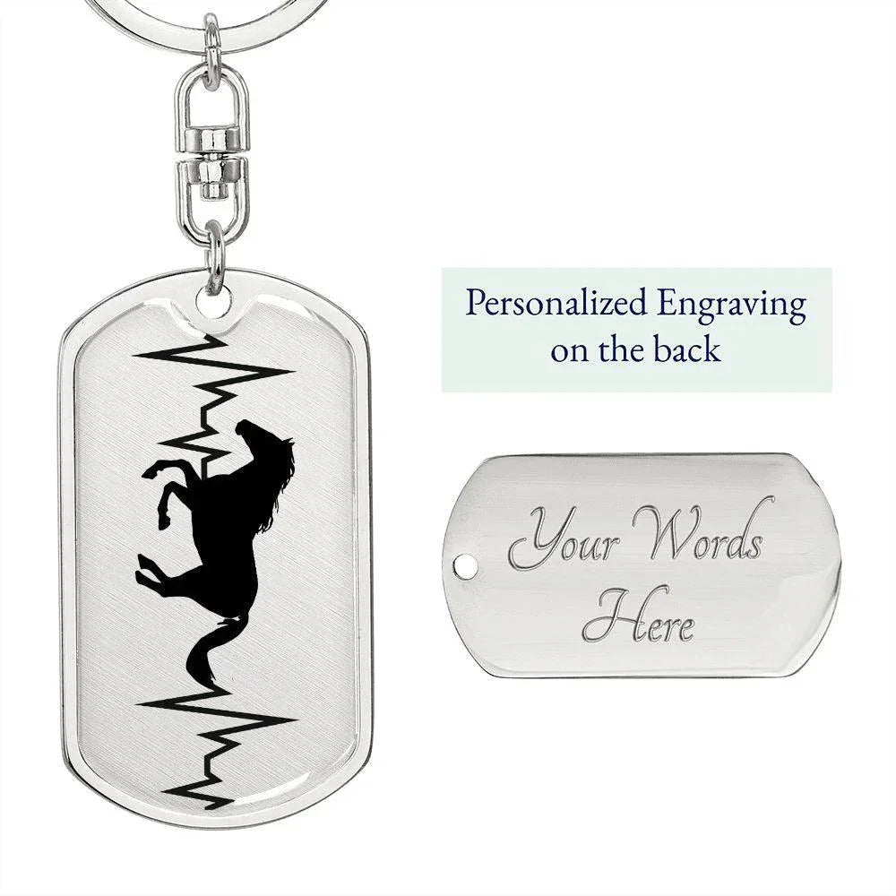 Horse Heartbeat Personalized Engraved Dog Tag Keychain