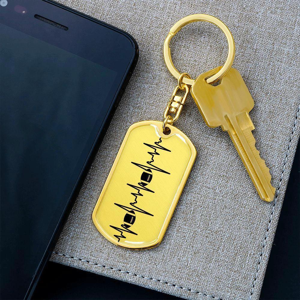 Football Heartbeat Personalized Engraved Dog Tag Keychain